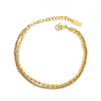 Double Layered Beaded Bracelet, Steel — Pebble