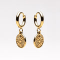 Sun Disc Charm Hoop Earrings, 8 mm