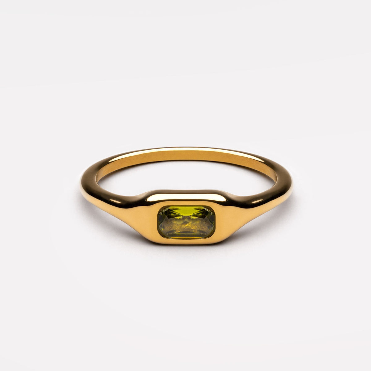 Green Rectangular Zircon Ring — Laguna
