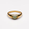 Green Jade Stone Ring, Steel — Oasis