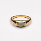Green Jade Stone Ring, Steel — Oasis
