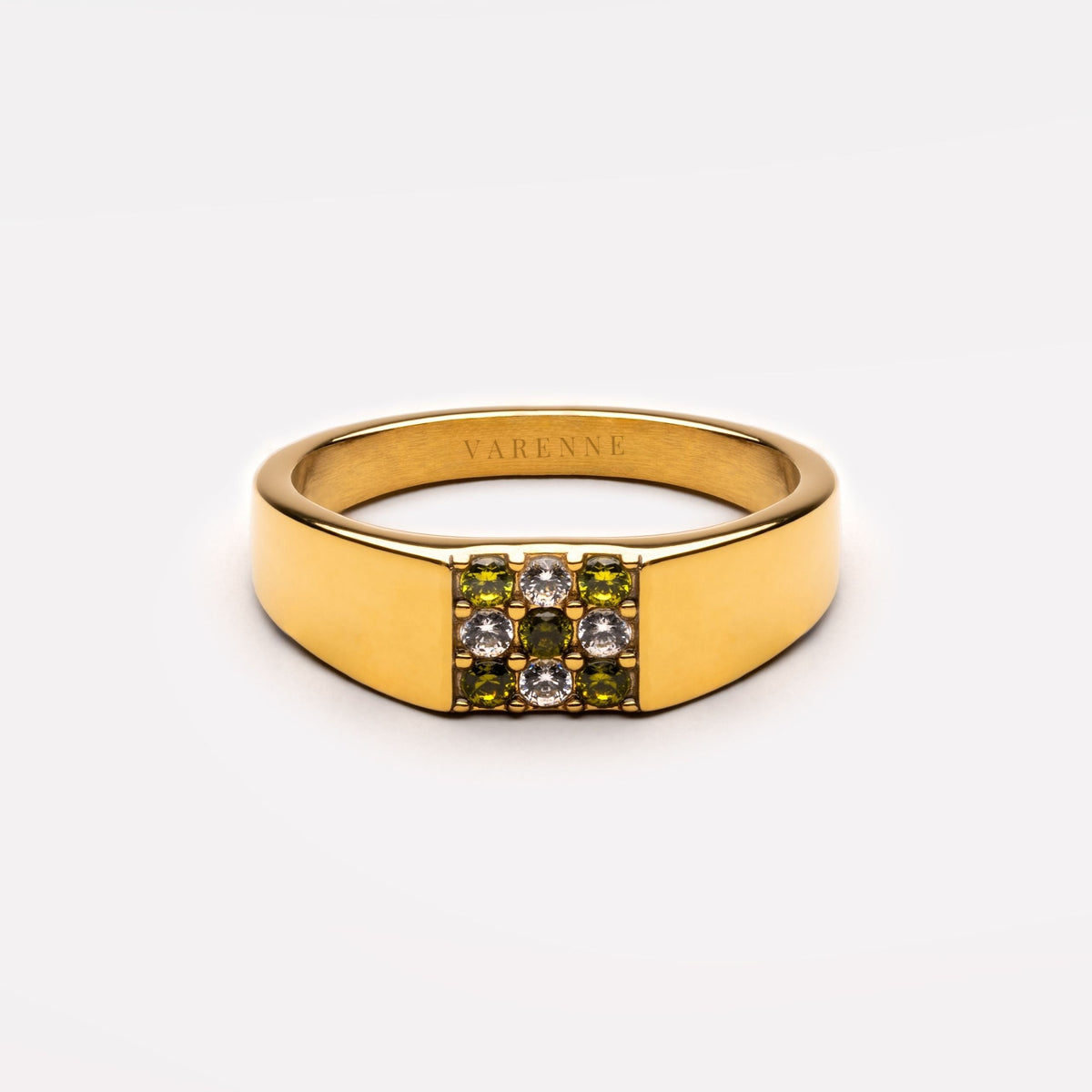 Green and White Zircon Signet Ring — Tulum