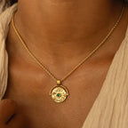 Green Stone Coin Pendant Necklace — Gaia