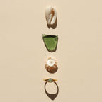 Green Jade Stone Ring, Steel — Oasis