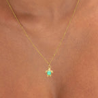Simulated Opal Turtle Necklace, 45 cm