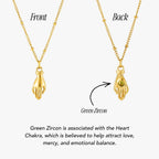 Hand Pendant Necklace with Green Zircon