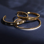 White Enamel Oval Bangle, Steel — Halo