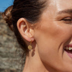 Sun Disc Charm Hoop Earrings, 8 mm