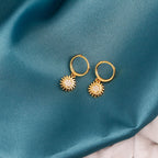 Sunburst Zirconia Hoop Earrings, 925 Silver — Helios