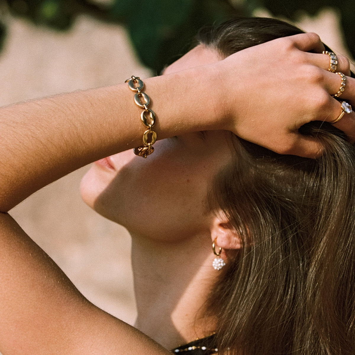 Oval Link Chain Bracelet, Gold PVD Steel — Ibiza