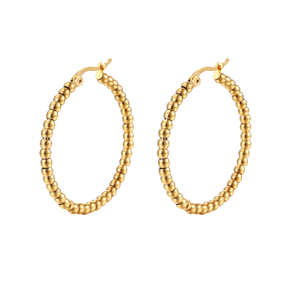 Beaded Texture Hoop Earrings — Mariella