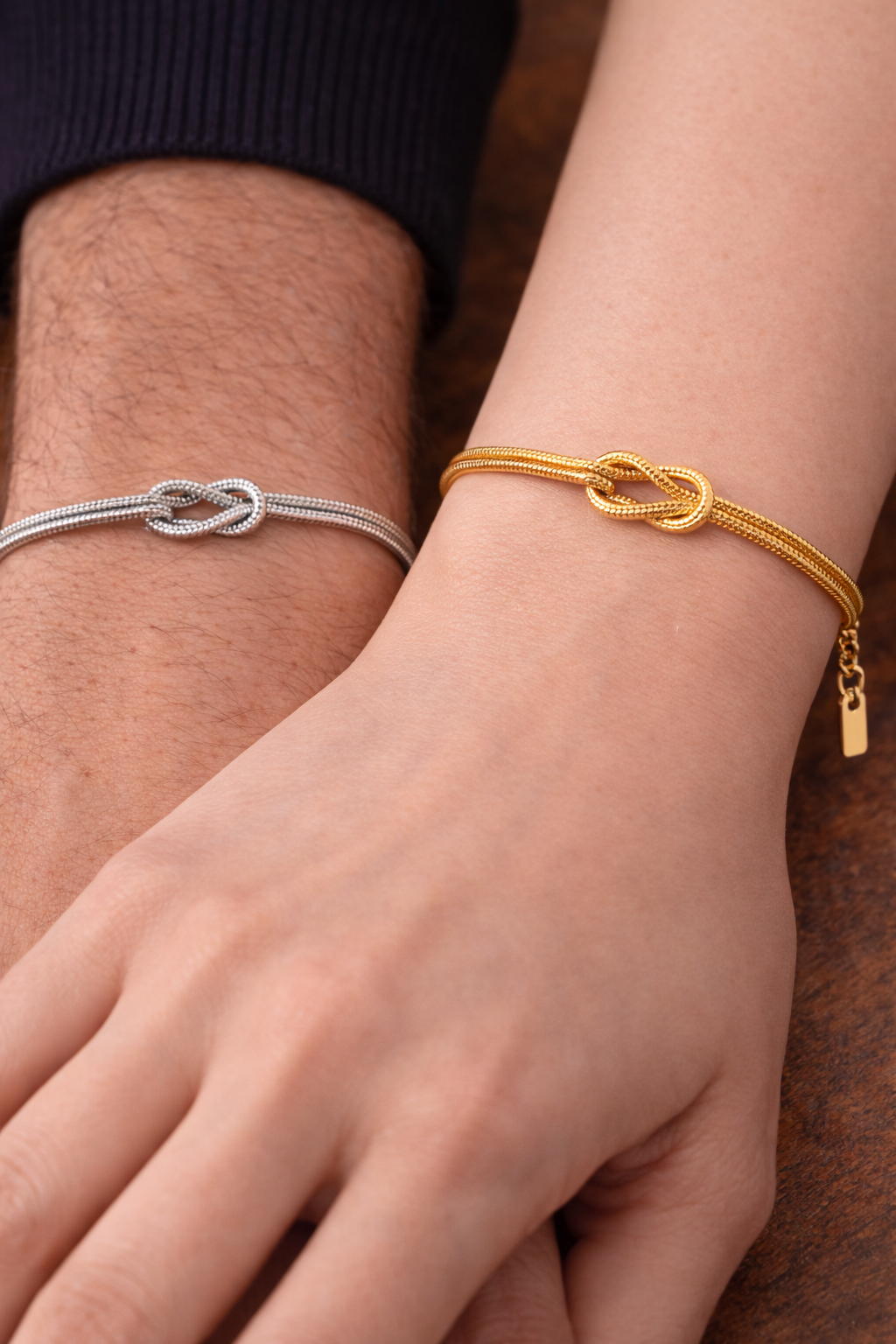 Infinity Knot Bracelet, Platinum-Plated Steel, Adjustable