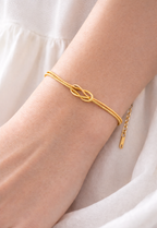 Infinity Knot Bracelet, 14K Gold-Plated Steel, Adjustable