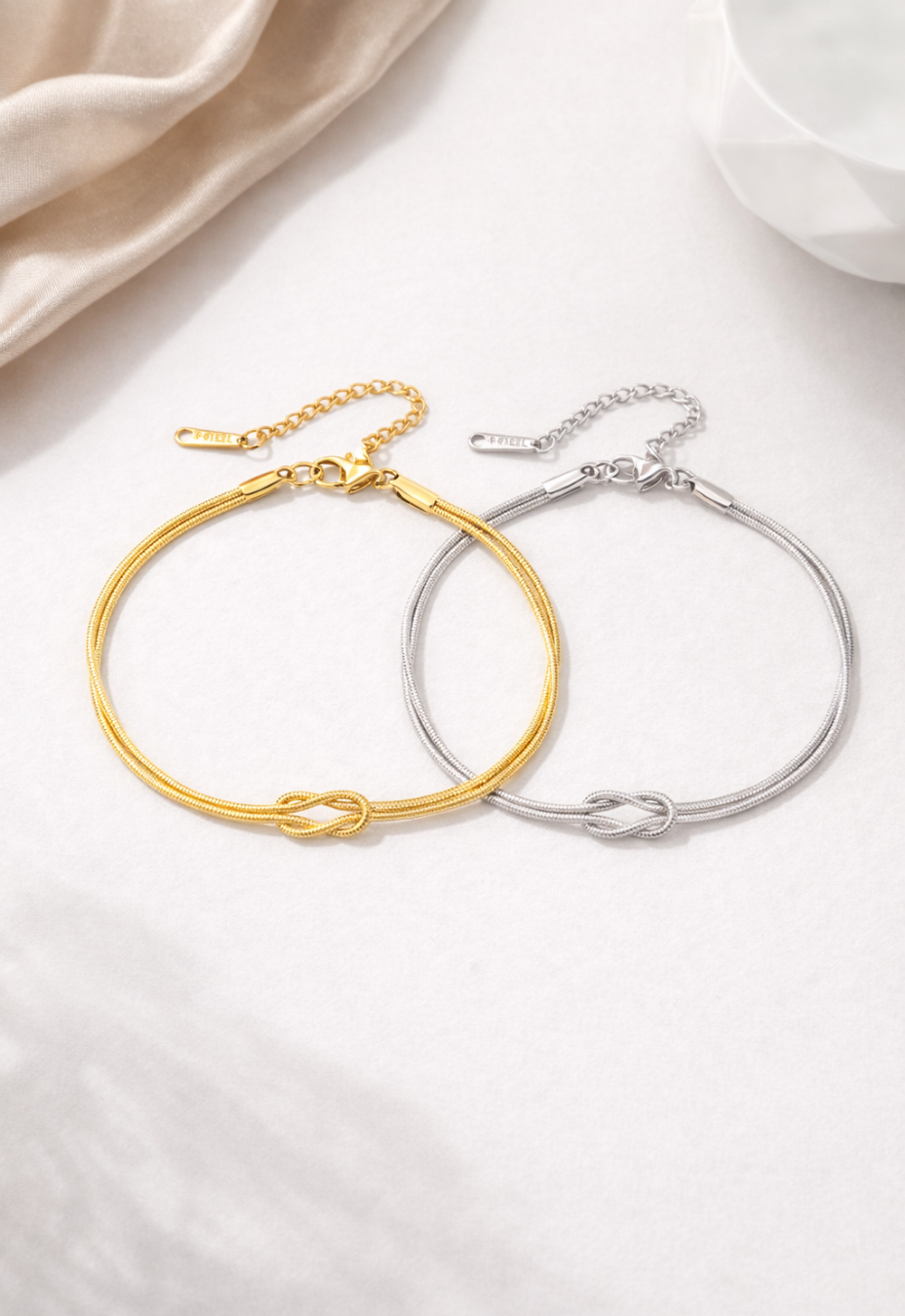 Infinity Knot Bracelet, Platinum-Plated Steel, Adjustable