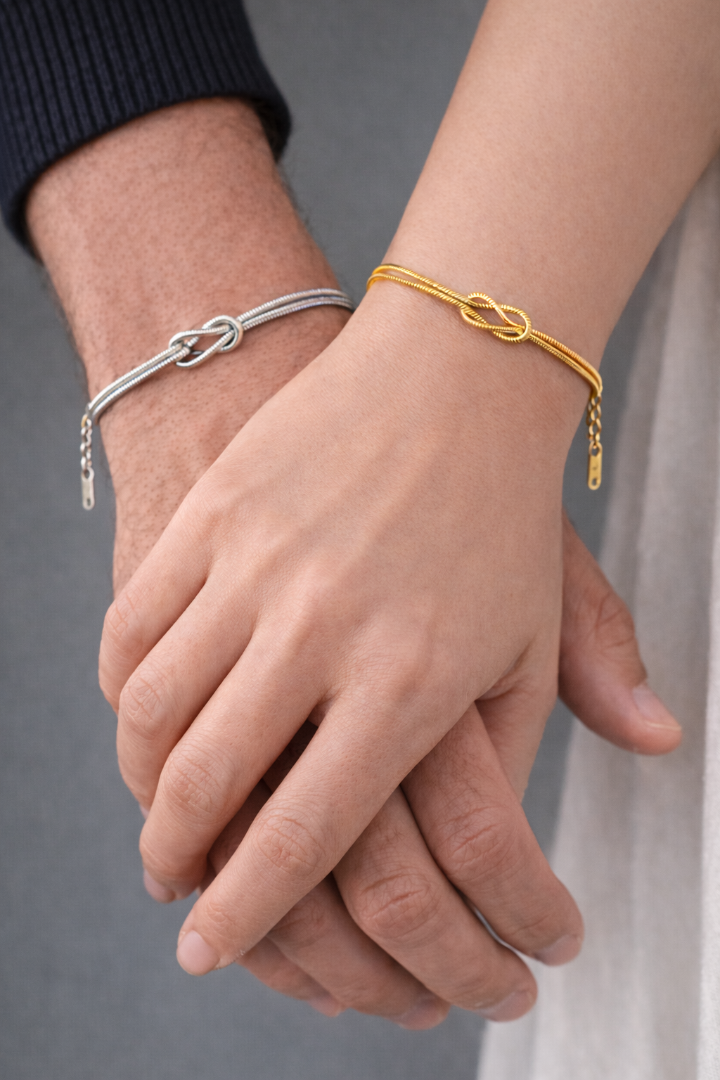 Infinity Knot Bracelet, Platinum-Plated Steel, Adjustable