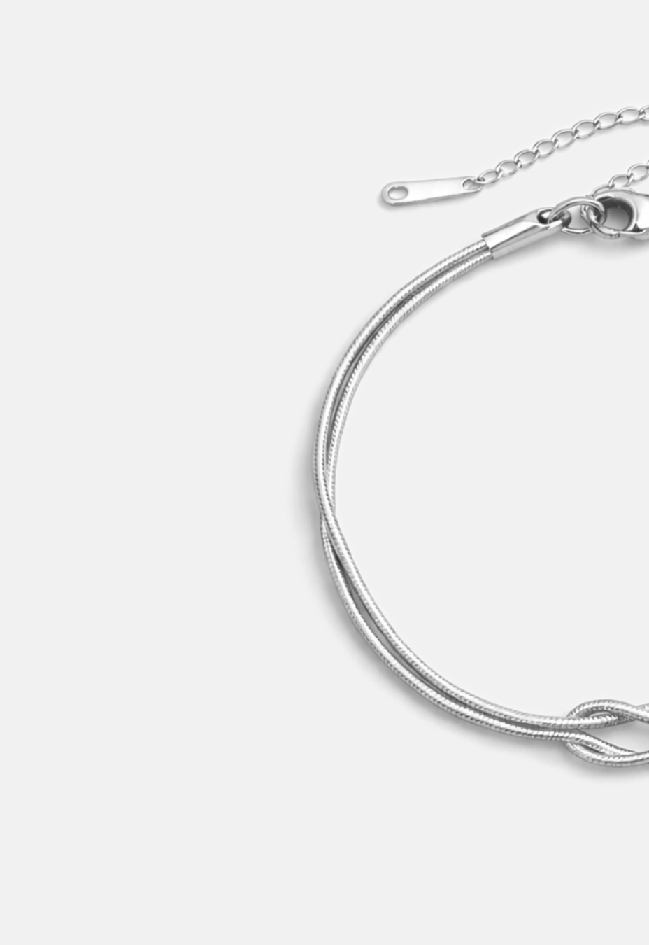 Infinity Knot Bracelet, Platinum-Plated Steel, Adjustable