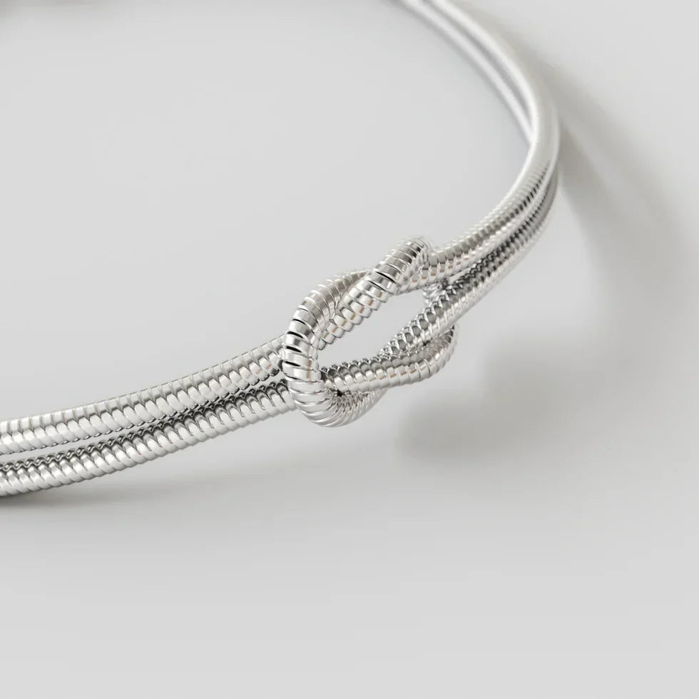 Infinity Knot Bracelet, Platinum-Plated Steel, Adjustable