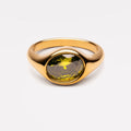 Green Zircon Ring, Gold PVD Stainless Steel — Ivy