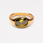 Green Zircon Ring, Gold PVD Stainless Steel — Ivy