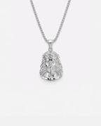 Jesus Pendant Necklace, Silver-Plated Steel