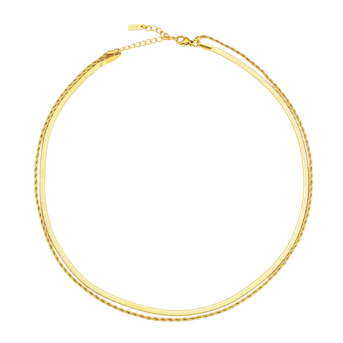 Herringbone and Rope Layered Necklace — Ios