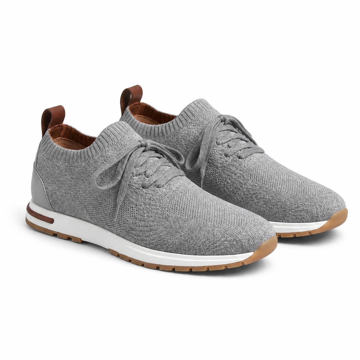 Men's Knit Sock-Fit Lace-Up Sneakers with Rubber Sole 2