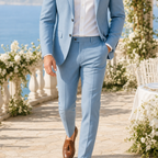Men's Light Blue Slim-Fit Blazer & Trouser Summer Suit Set 5
