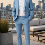 Men's Light Blue Slim-Fit Blazer & Trouser Summer Suit Set 6