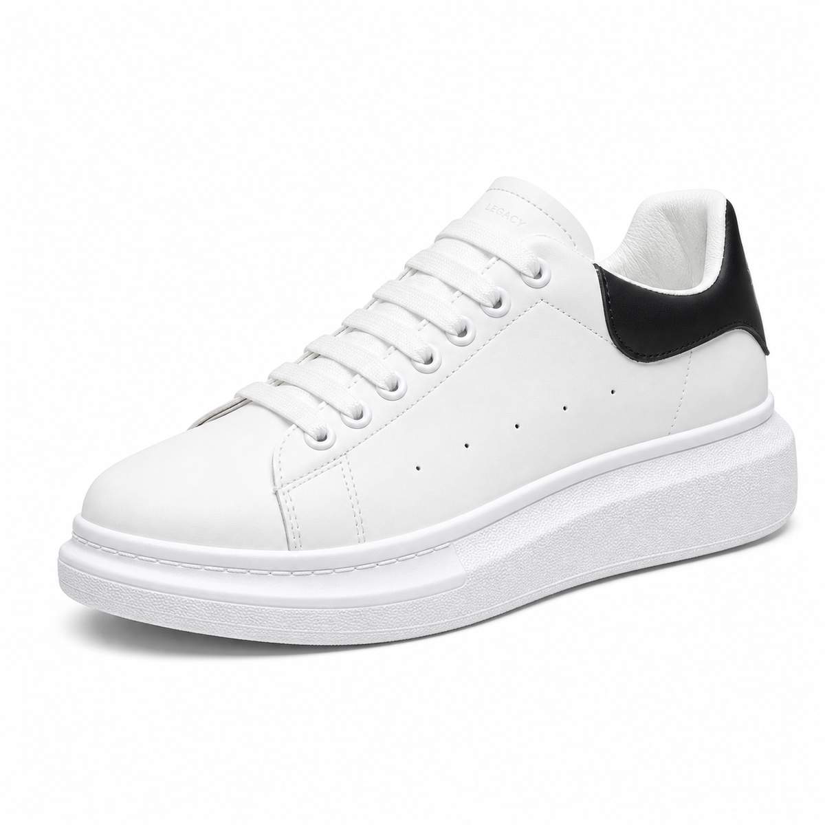 Men's White Platform Sneakers with Cushioned Thick Sole 2