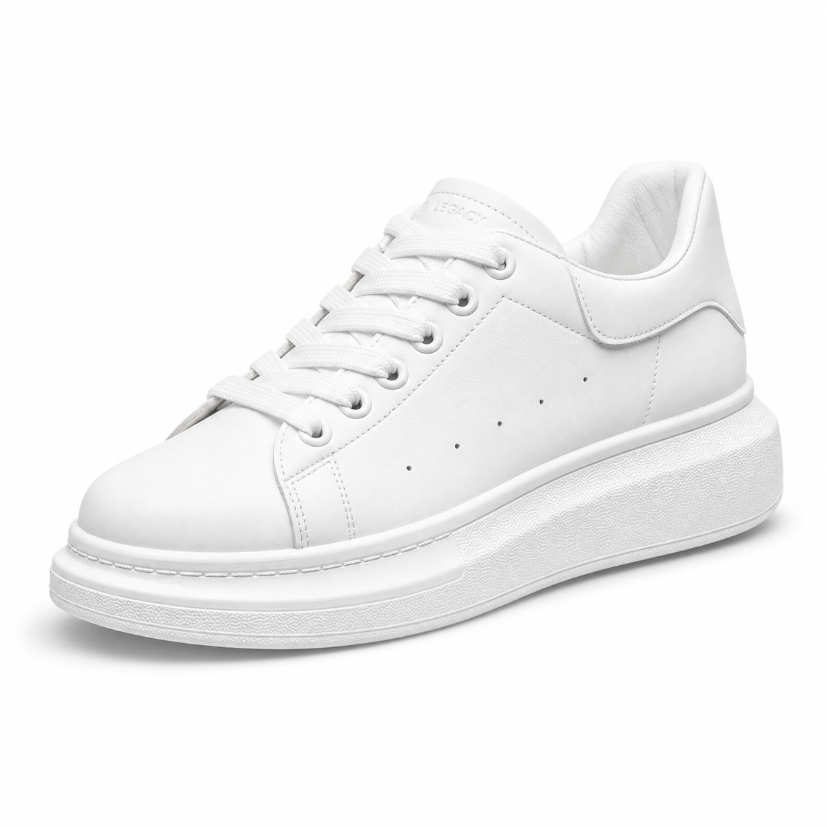 Men's White Platform Sneakers with Cushioned Thick Sole 1