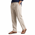 Men's Cotton-Linen Straight-Leg Drawstring Trousers 2