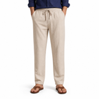 Men's Cotton-Linen Straight-Leg Drawstring Trousers 3