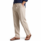 Men's Cotton-Linen Straight-Leg Drawstring Trousers 5