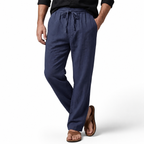 Men's Cotton-Linen Straight-Leg Drawstring Trousers 8