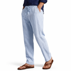 Men's Cotton-Linen Straight-Leg Drawstring Trousers 9