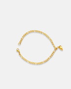 Magnetic Heart Cuban Chain Bracelet Set, 2 Pieces, Gold-Tone