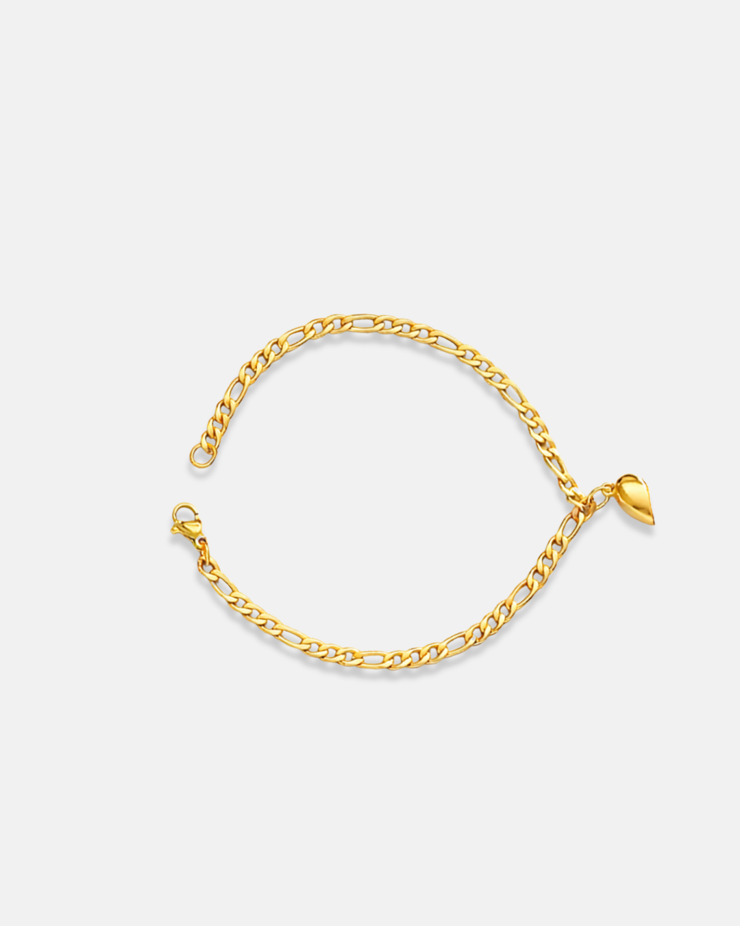 Magnetic Heart Cuban Chain Bracelet Set, 2 Pieces, Gold-Tone