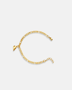 Magnetic Heart Cuban Chain Bracelet Set, 2 Pieces, Gold-Tone
