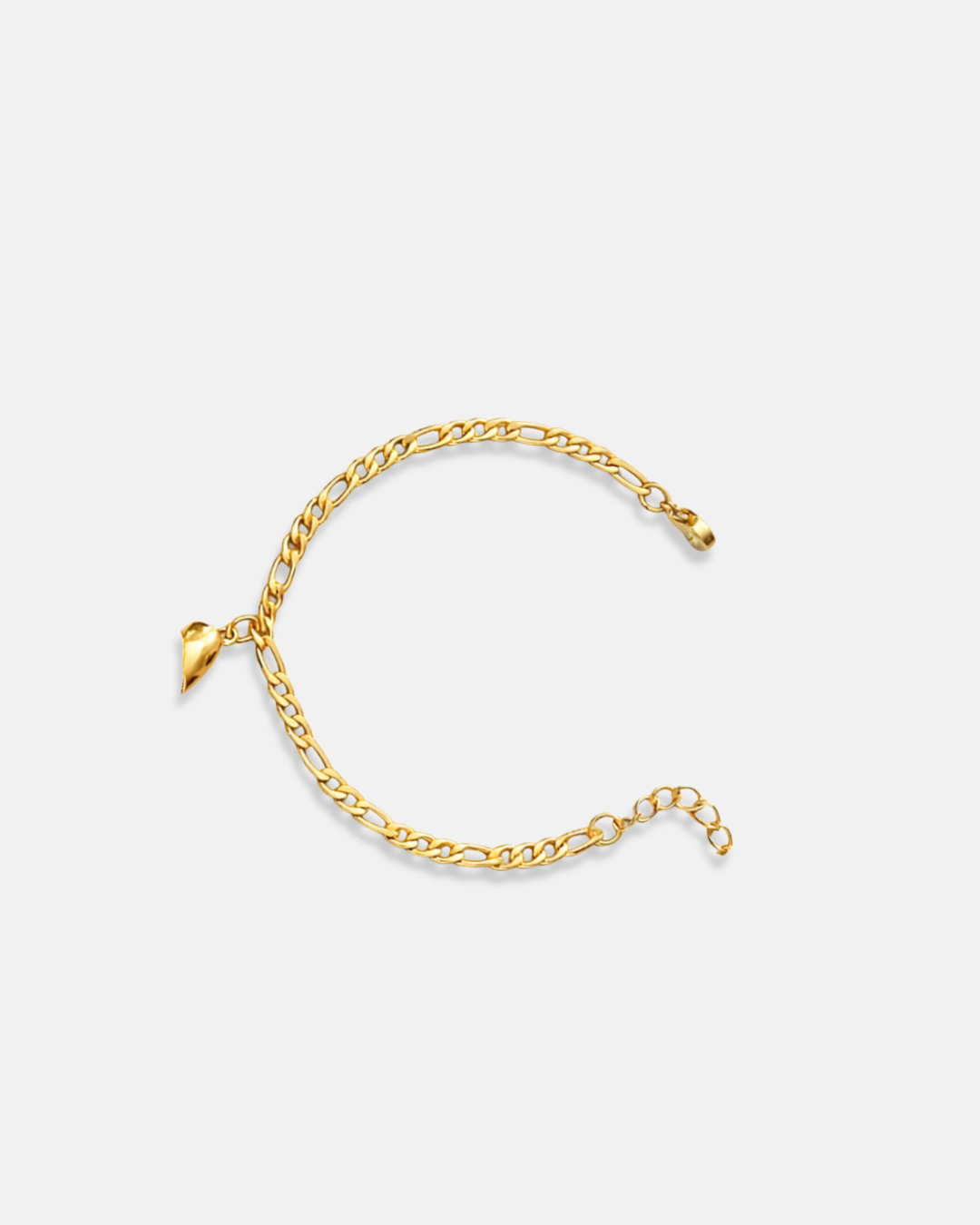 Magnetic Heart Cuban Chain Bracelet Set, 2 Pieces, Gold-Tone