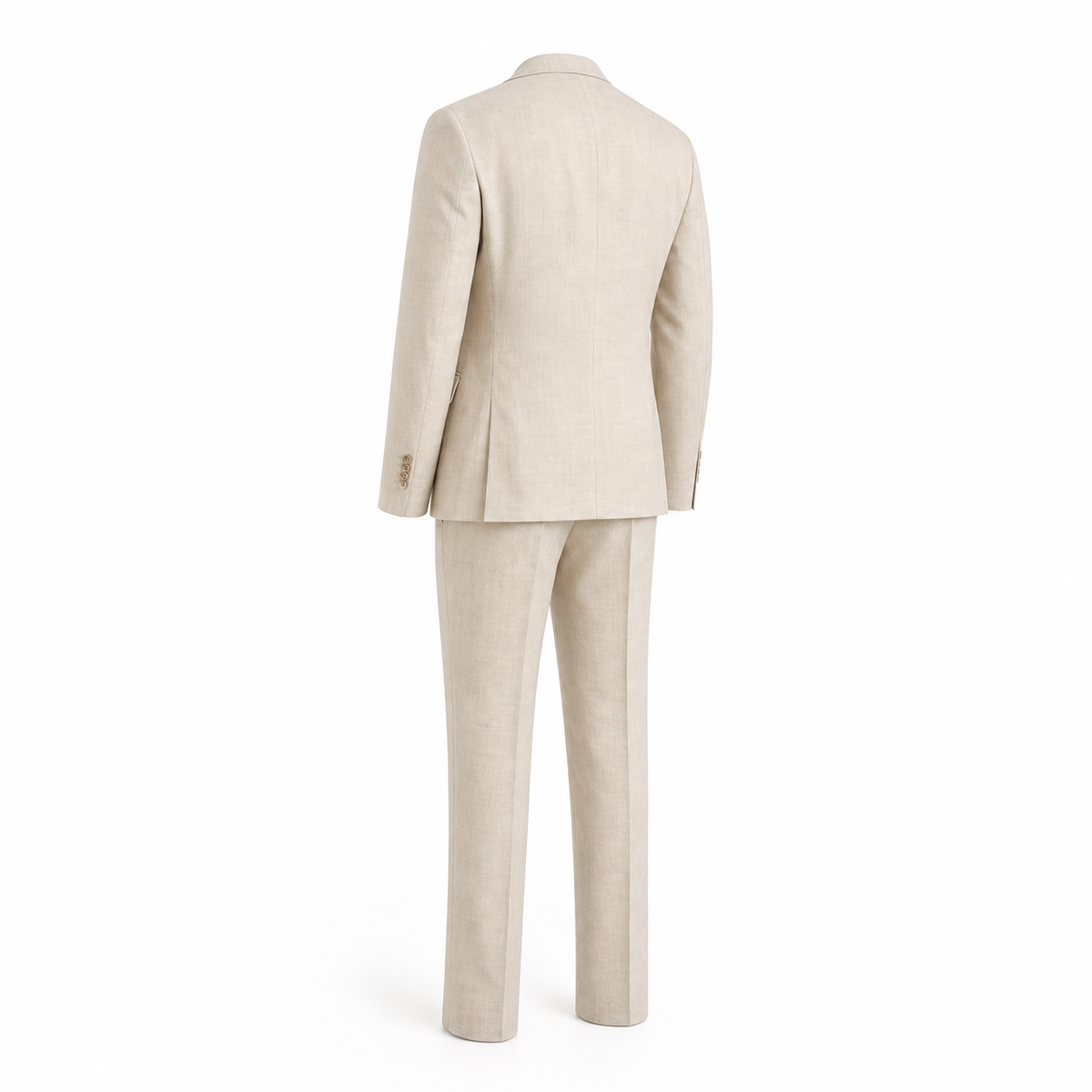Men's Beige Linen-Blend Tailored Summer Suit Set for Weddings 3