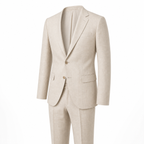 Men's Beige Linen-Blend Tailored Summer Suit Set for Weddings 4
