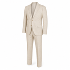 Men's Beige Linen-Blend Tailored Summer Suit Set for Weddings 1