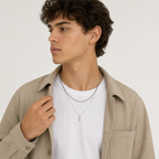 Men's Layered Chain & Spike Pendant Necklace Set 9