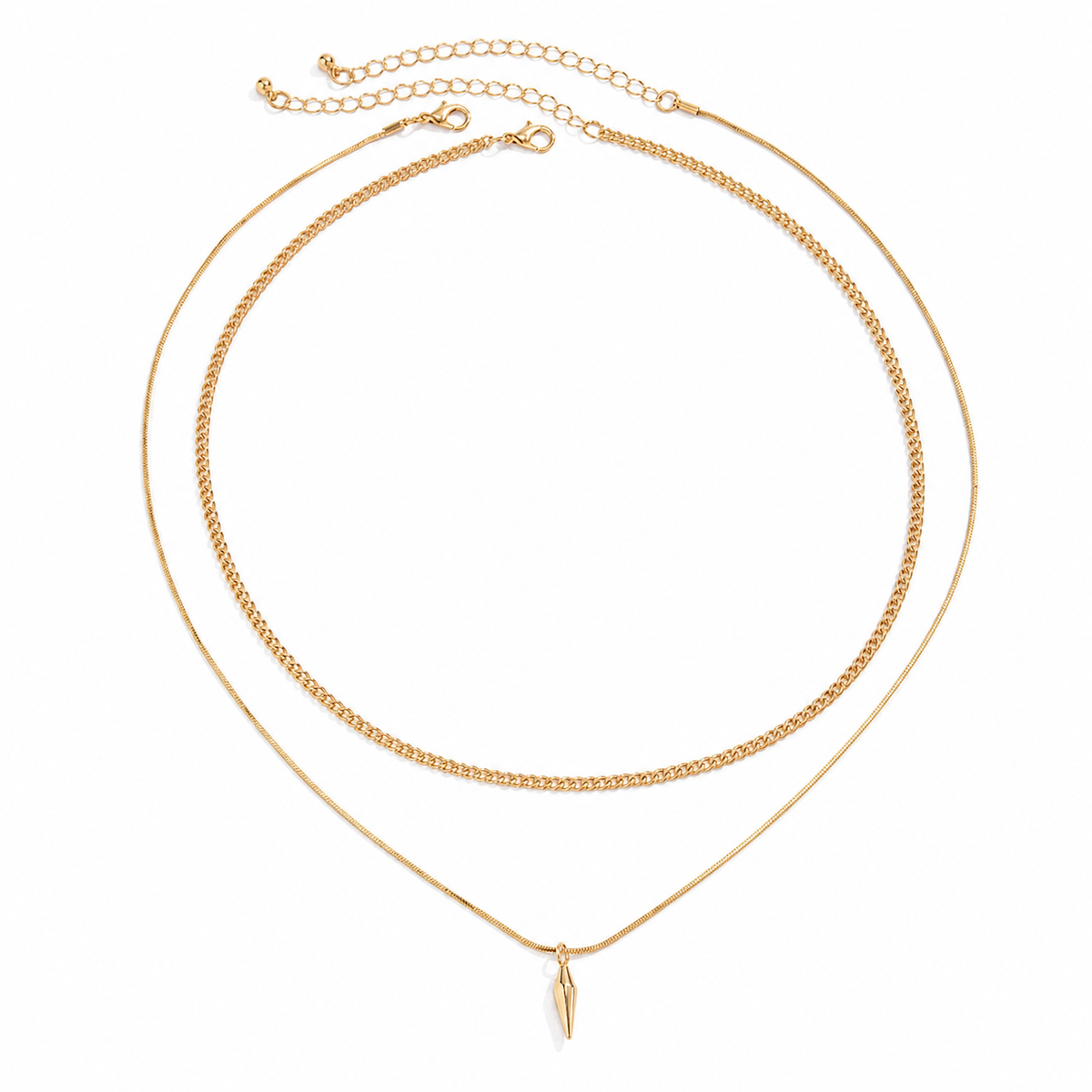 Men's Layered Chain & Spike Pendant Necklace Set 5