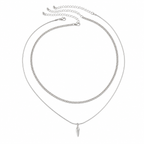 Men's Layered Chain & Spike Pendant Necklace Set 1