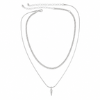 Men's Layered Chain & Spike Pendant Necklace Set 2