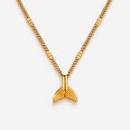 Mermaid Tail Pendant Necklace, 18K Gold PVD Steel