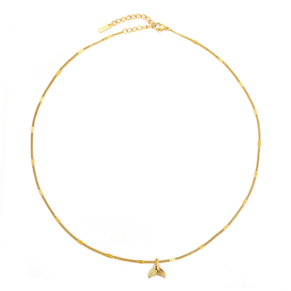 Mermaid Tail Pendant Necklace, 18K Gold PVD Steel