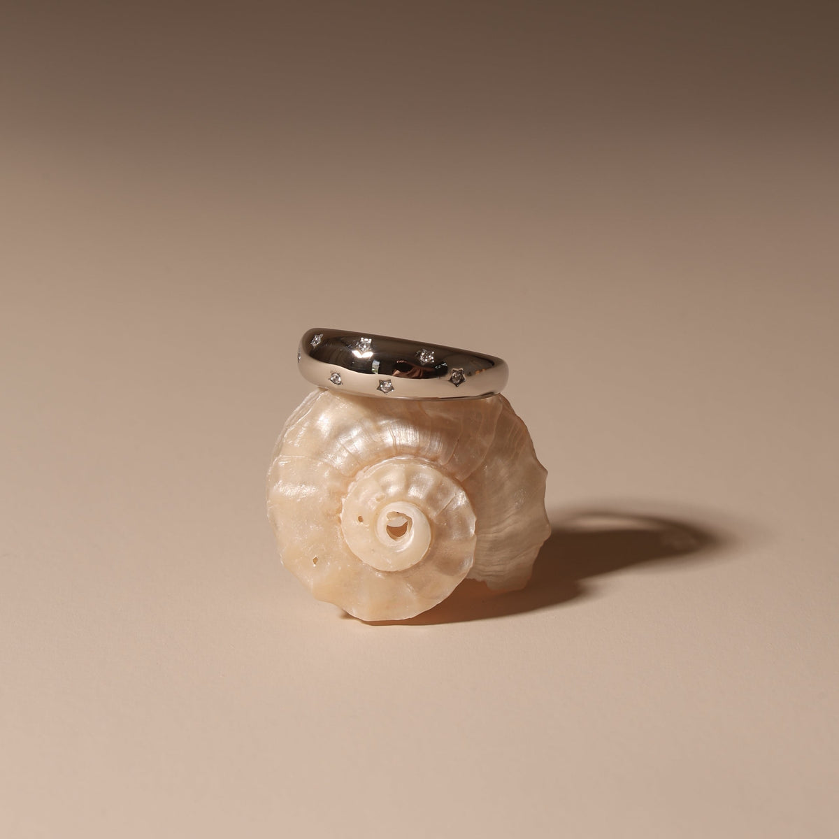 Star-Set White Stone Dome Ring, Stainless Steel — Milky Way