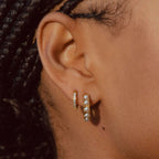 Mother-of-Pearl Half-Hoop Earrings, 18 mm